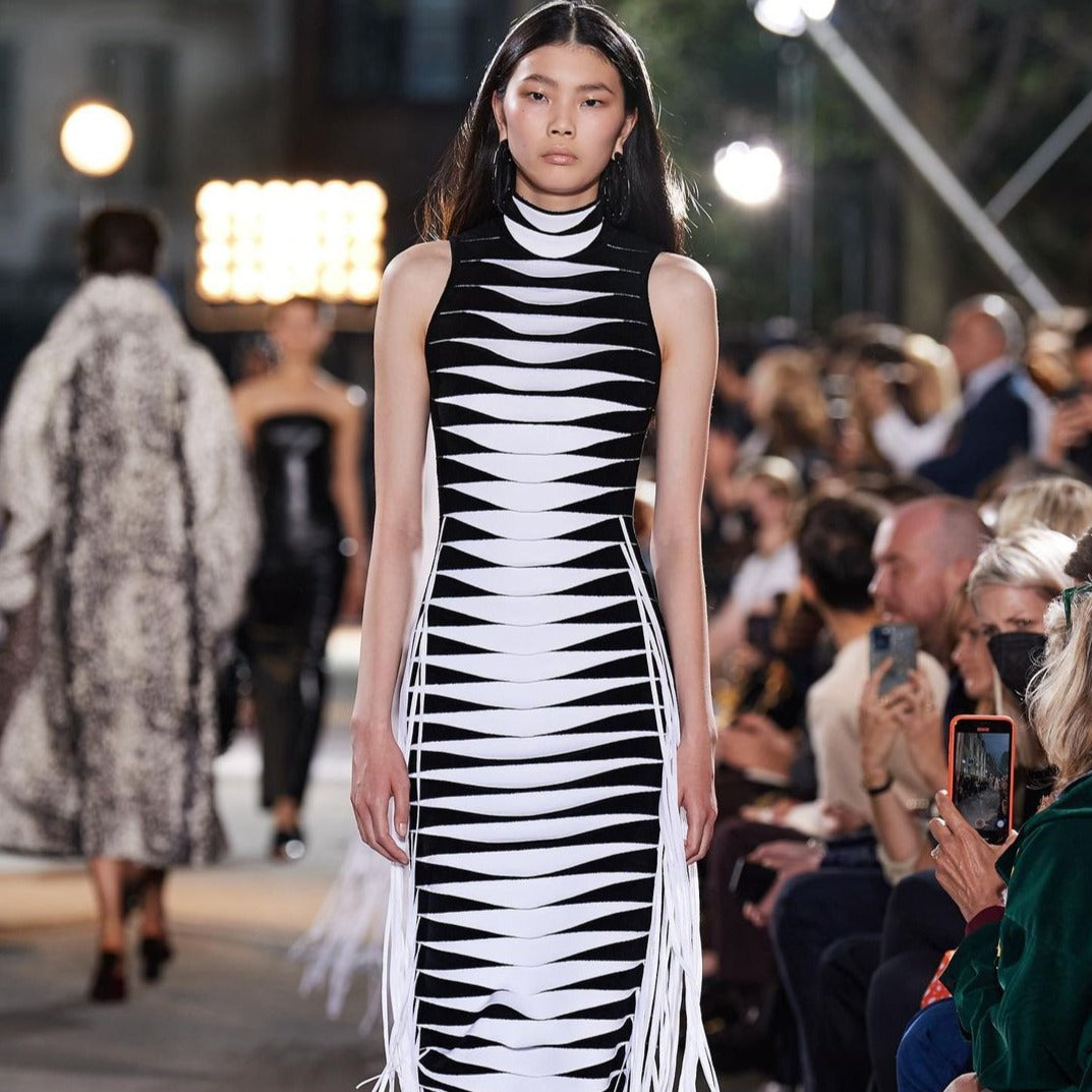 NAOMI MAXI ZEBRA TASSEL DRESS