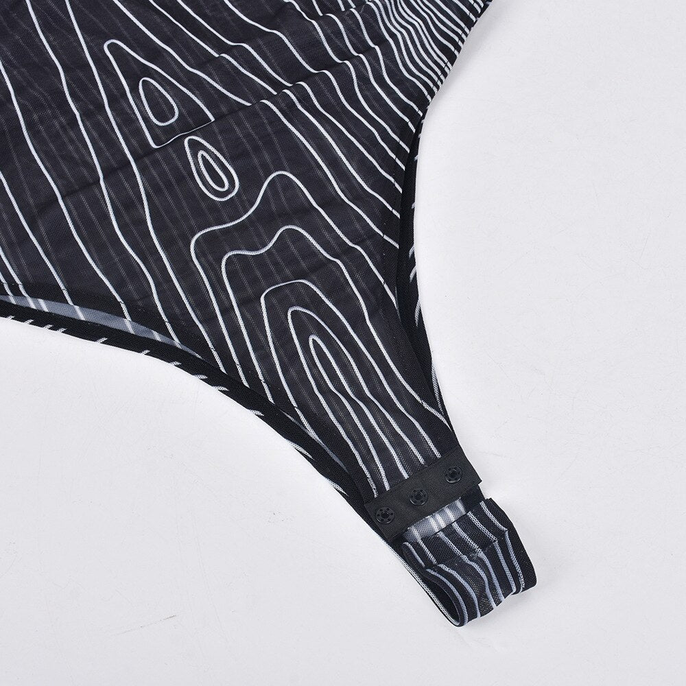 COLLIINS MESH PRINTED BODYSUIT