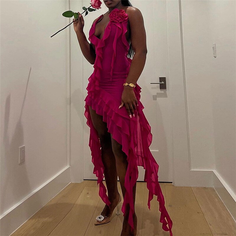 ELLIOTT MESH RUFFLE DRESS