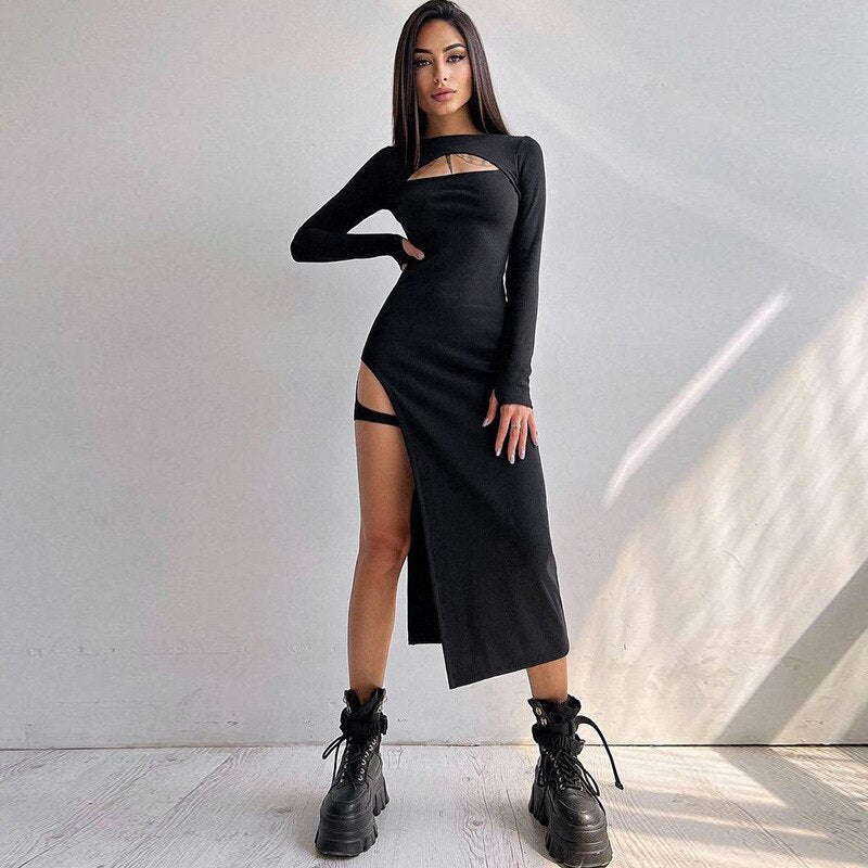 LILITH SIDE SLIT MAXI DRESS