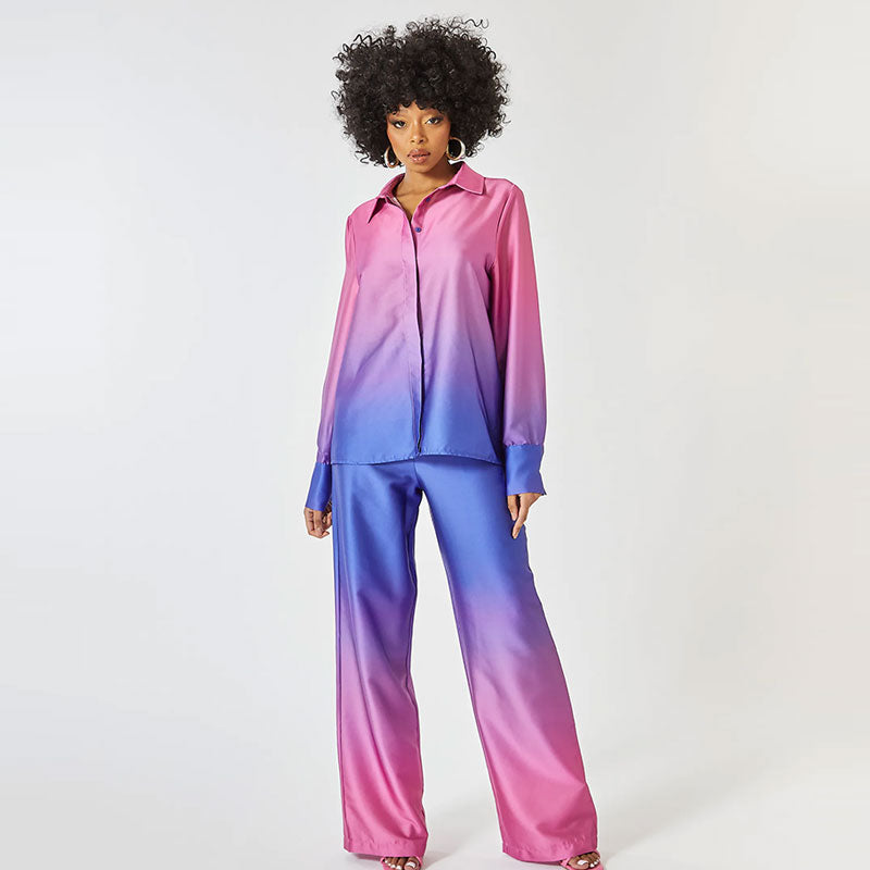 MARYAM GRADIENT LONG SLEEVE SHIRT and PANTS SET