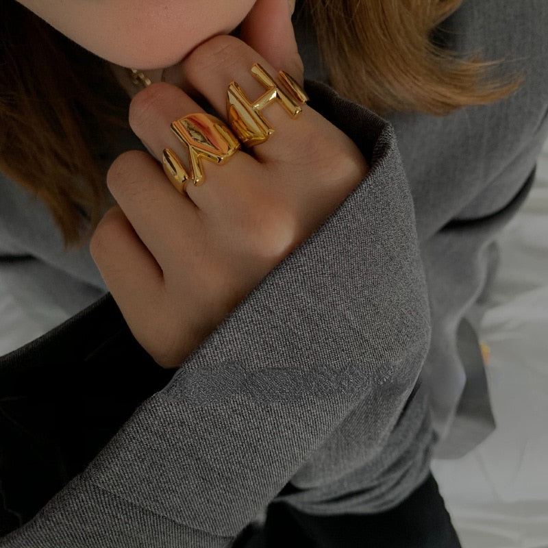 LETTERS GOLD RINGS