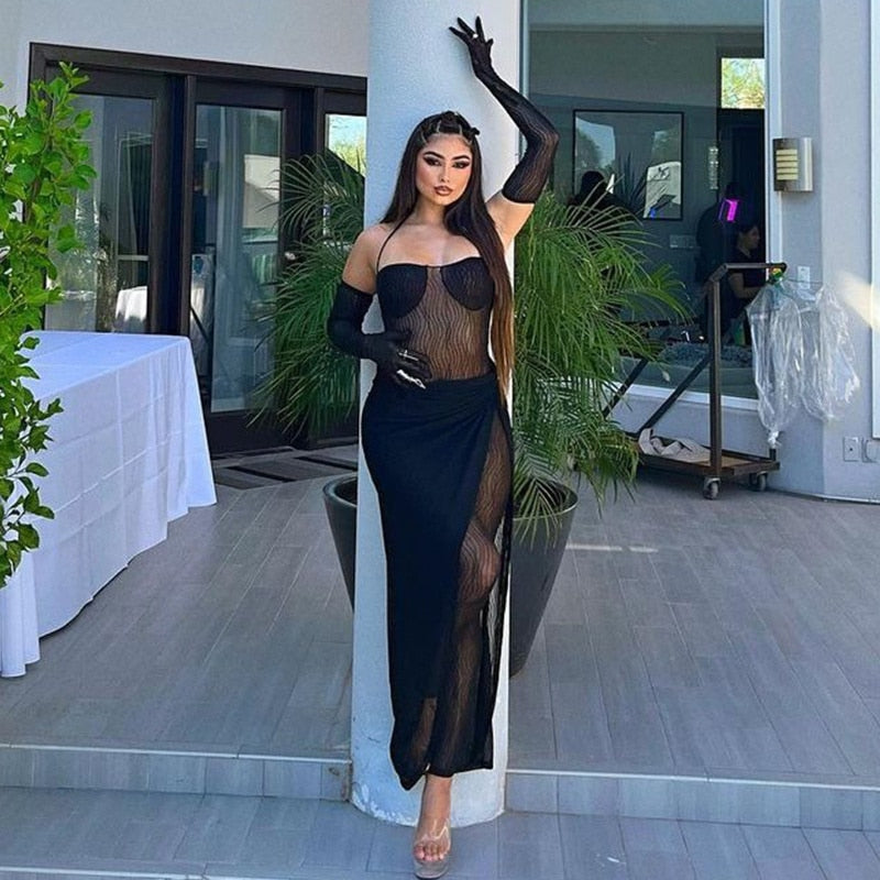 LYMA MESH JUMPSUIT with GLOVES and SKIRT