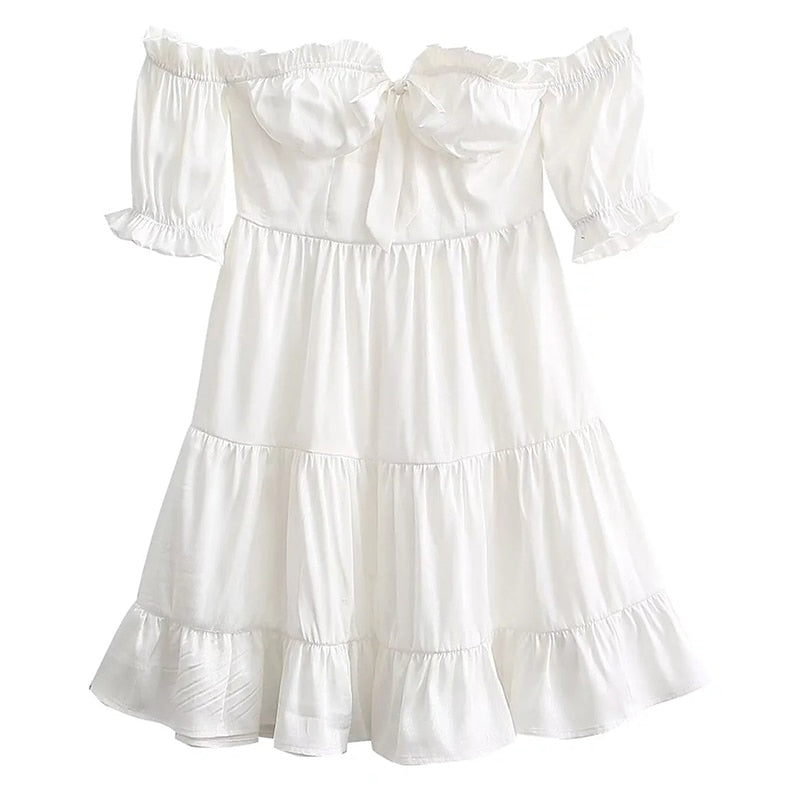 ALESSIA WHITE PUFF MINI DRESS