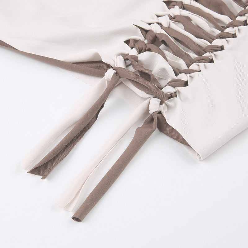 MICHAELA WICKER TOP MINI SKIRT and GLOVES 3 PIECE SET