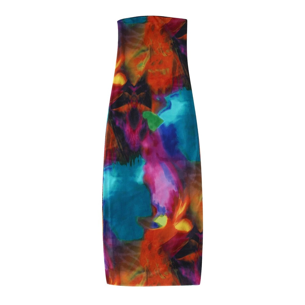 LAUREL STRAPLESS COLORFUL BODYCON MAXI DRESS