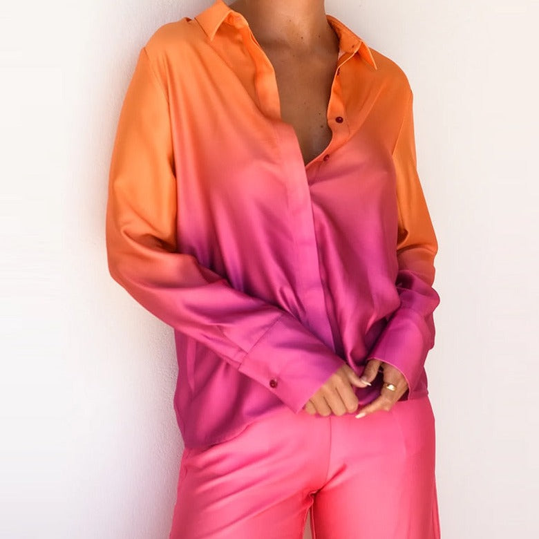 MARYAM GRADIENT LONG SLEEVE SHIRT and PANTS SET