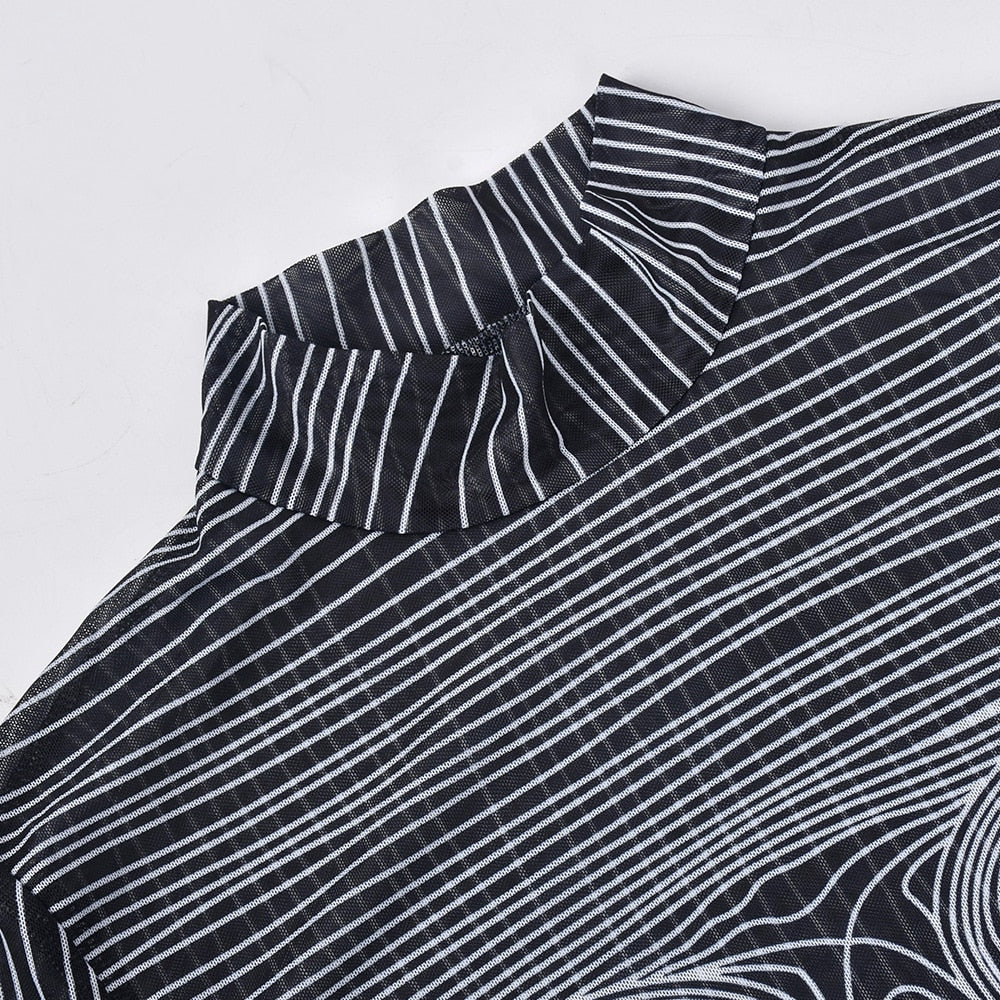 COLLIINS MESH PRINTED BODYSUIT
