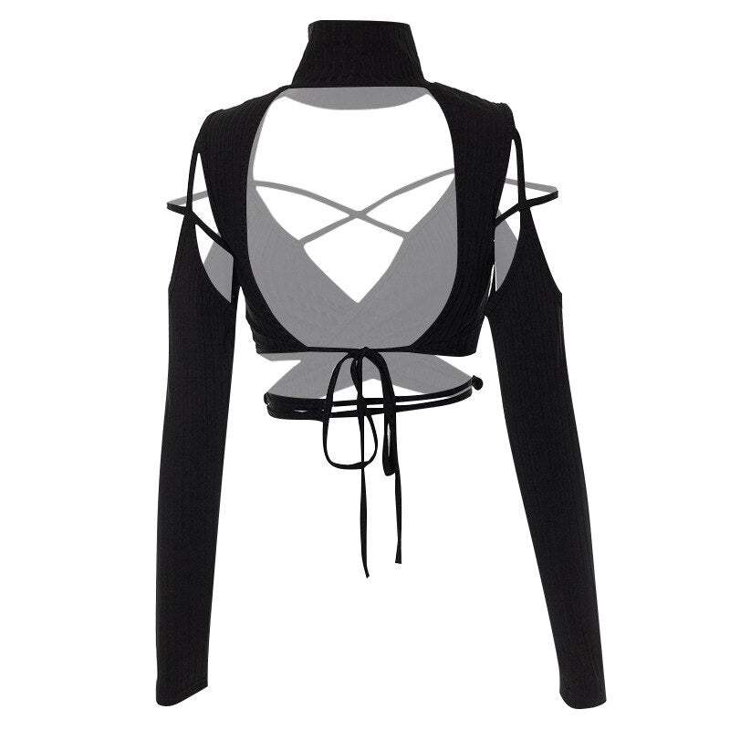 SCETTE CUT OUT LACE UP TOP
