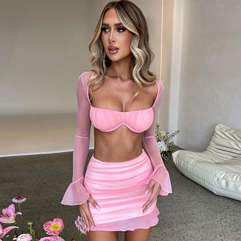 DALLAS LONG SLEEVE TOP and SKIRT SET