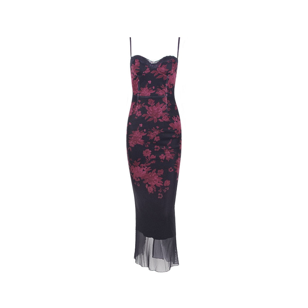 IVORY BURGUNDY MAXI DRESS