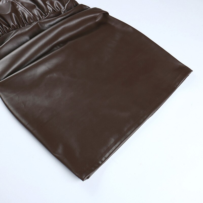 LUISITA PU LEATHER HOLLOW OUT MINI DRESS