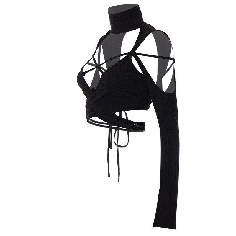 SCETTE CUT OUT LACE UP TOP