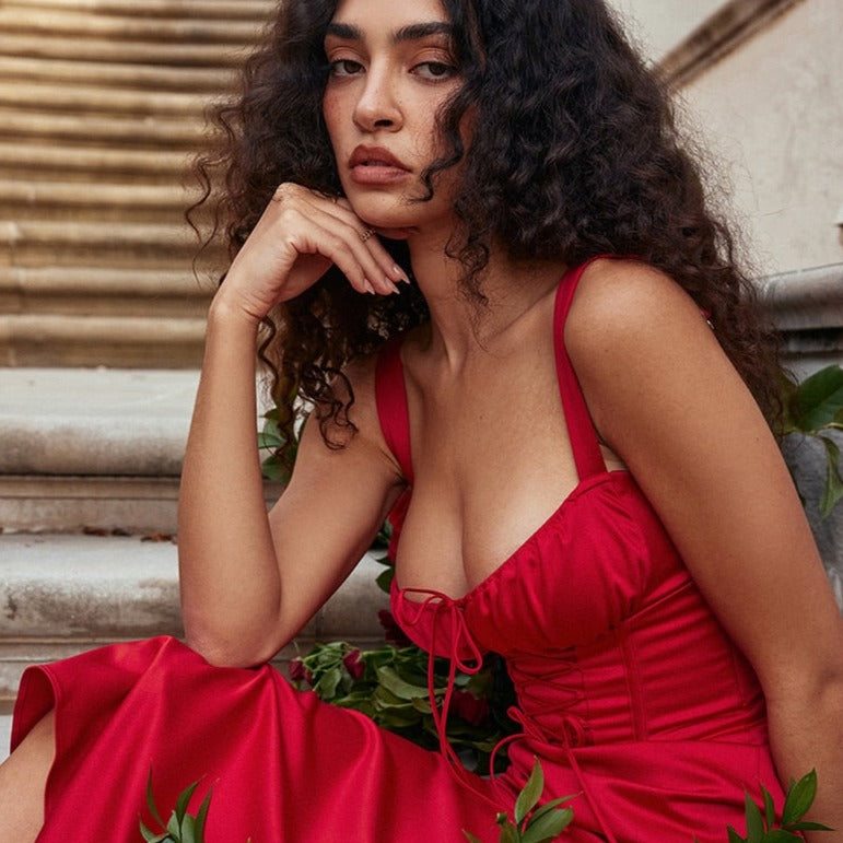 DYLANA CORSET SLEEVELESS MIDI DRESS