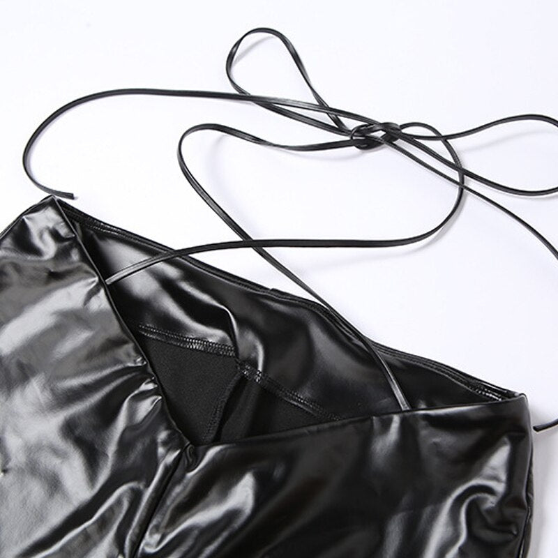 REIGN LACE UP PU LEATHER PANTS