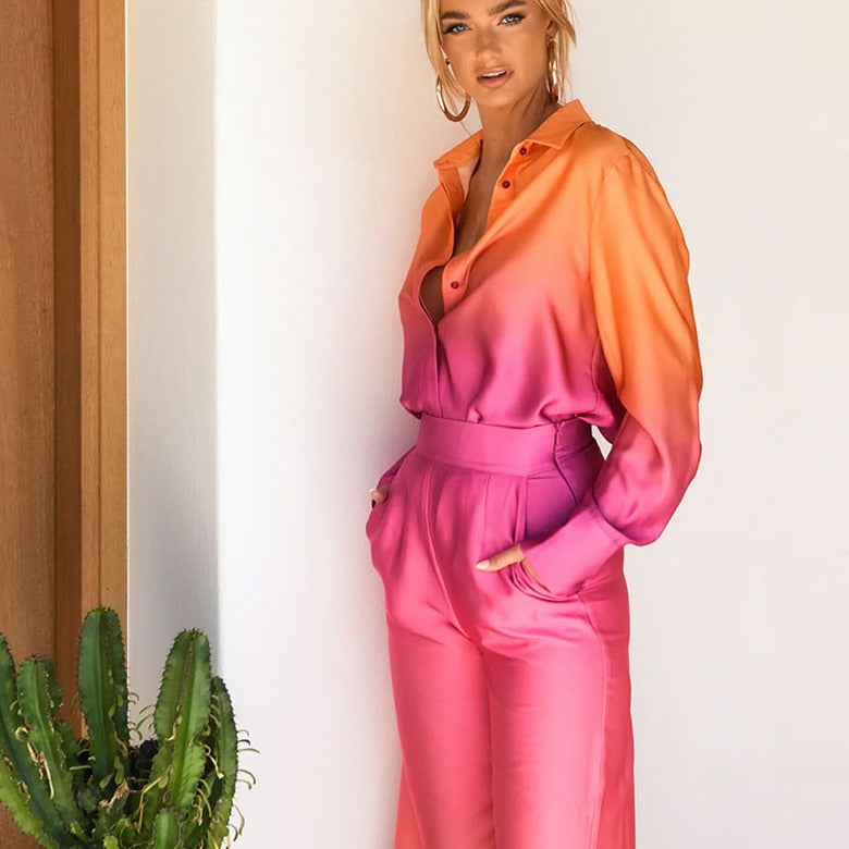 MARYAM GRADIENT LONG SLEEVE SHIRT and PANTS SET