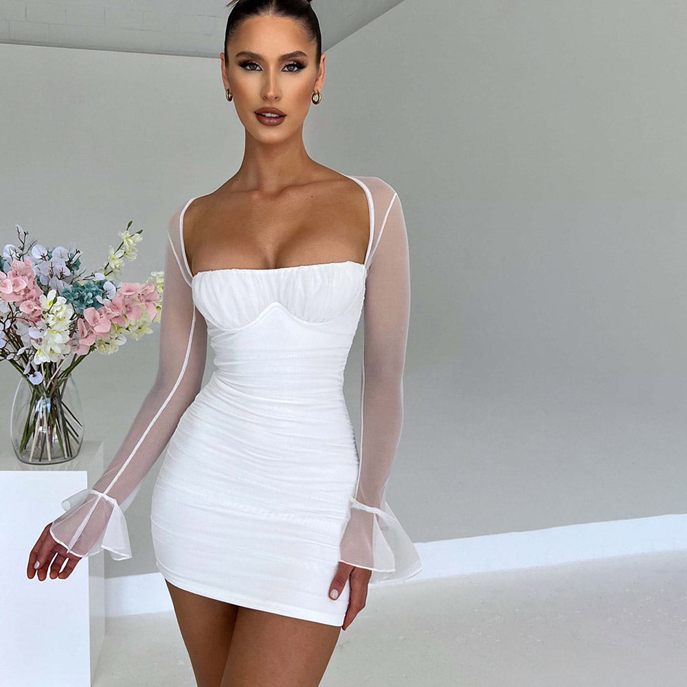 RENATA LONG SLEEVE BACKLESS MINI DRESS