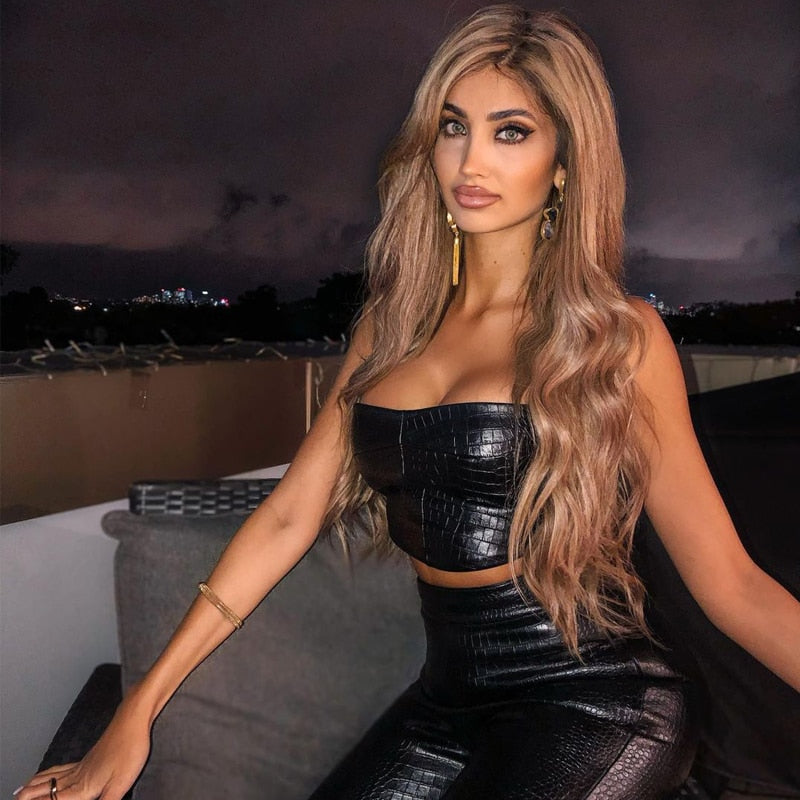 ZARIA PU LEATHER TOP and PANTS 2 PIECE SUIT