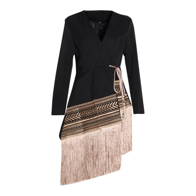 KYNLEE LONG ASYMMETRIC EMBROIDERED COAT