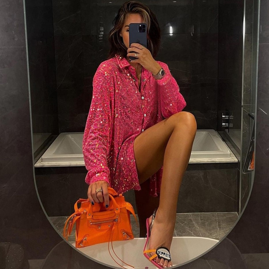 MAREN SPARKLING SHIRT PANTS and BRA 3 PIECE SET