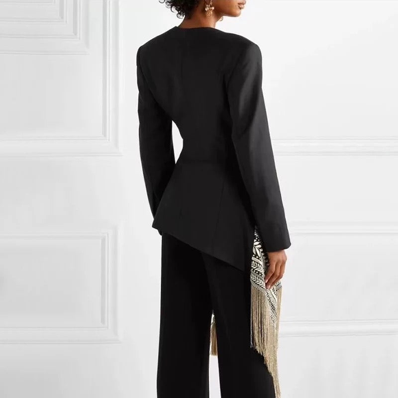 KYNLEE LONG ASYMMETRIC EMBROIDERED COAT