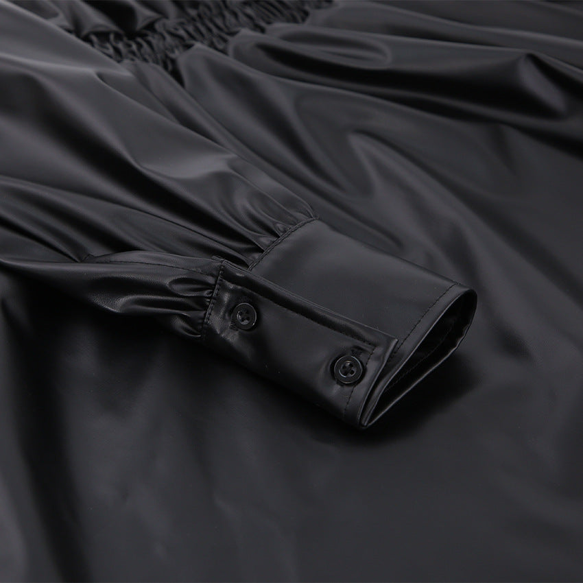 LANA PU LEATHER MINI DRESS with COLLAR