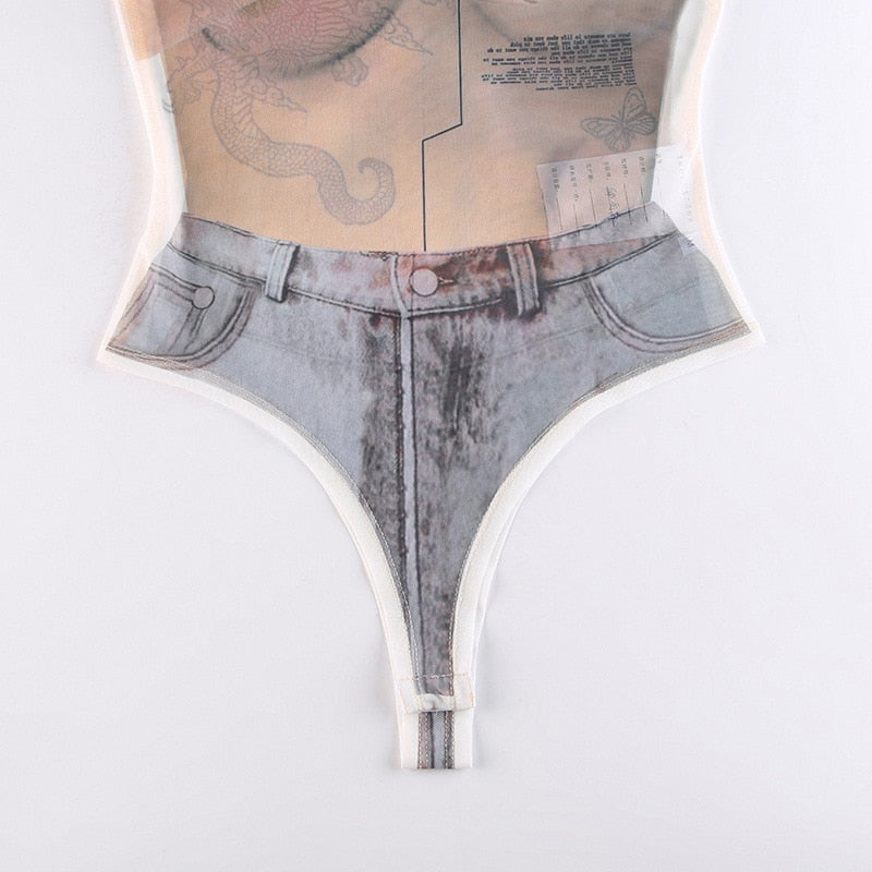 LUCYA PRINTED NUDE BODYSUIT