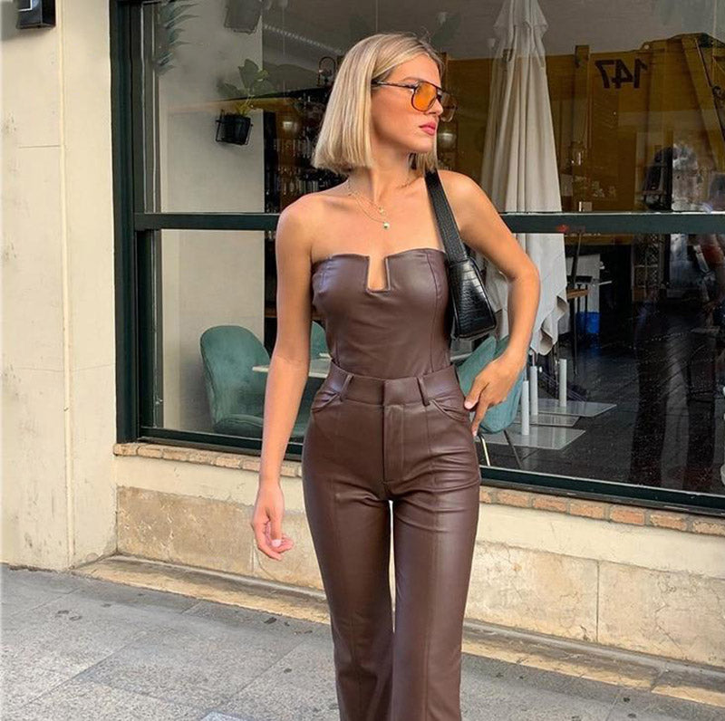 FALLON PU LEATHER 3 PIECE SUIT