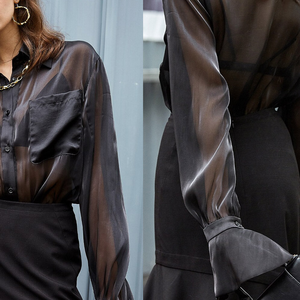 SYLVIE BLACK MESH BLOUSE