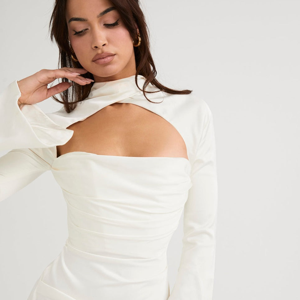 LEAH FLARED SLEEVE HOLLOW OUT MINI DRESS