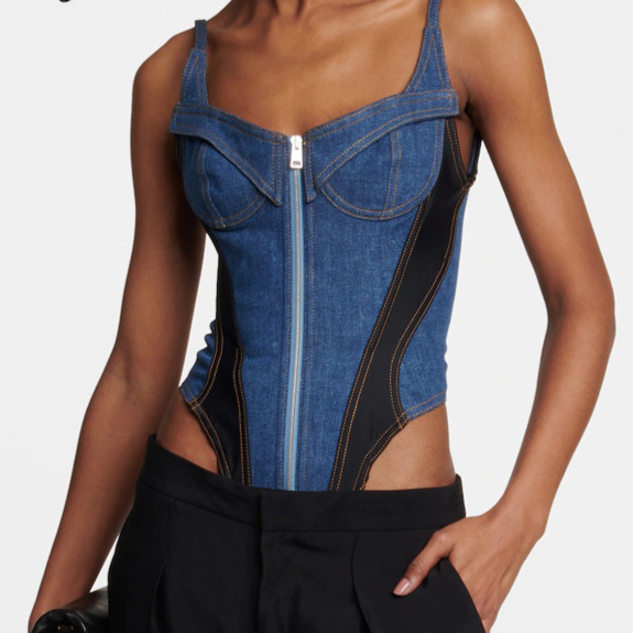 KHALY ZIPPER DENIM BODYSUIT