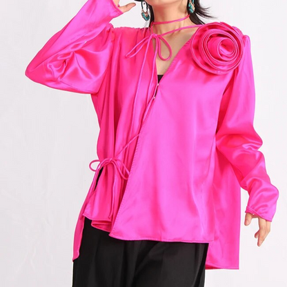 KEIRA LONGSLEEVE BLOUSE ROSE DECORATED