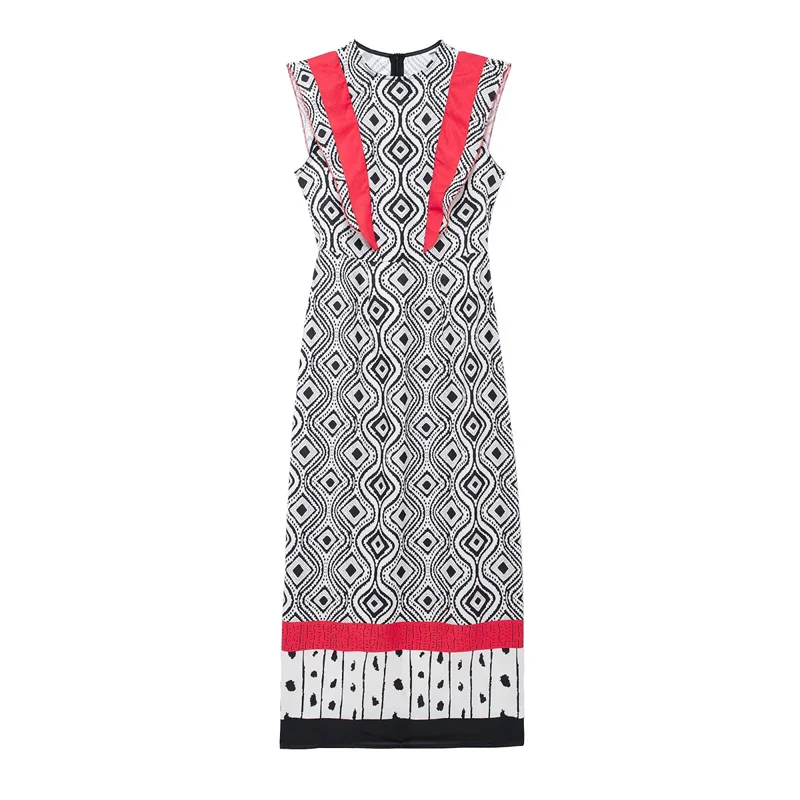 PRINT FLY SLEEVES MAXI DRESS