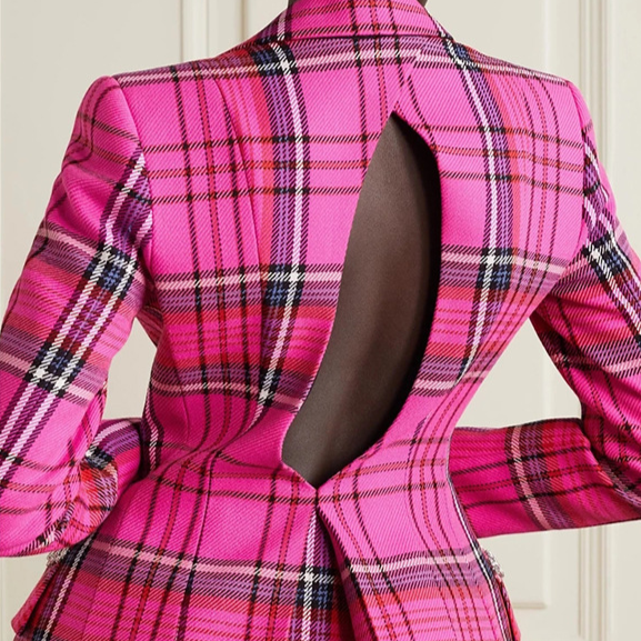 BAILEY PINK CUT OUT PLAID BLAZER