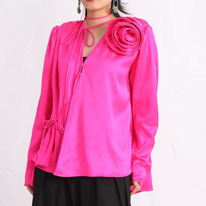 KEIRA LONGSLEEVE BLOUSE ROSE DECORATED
