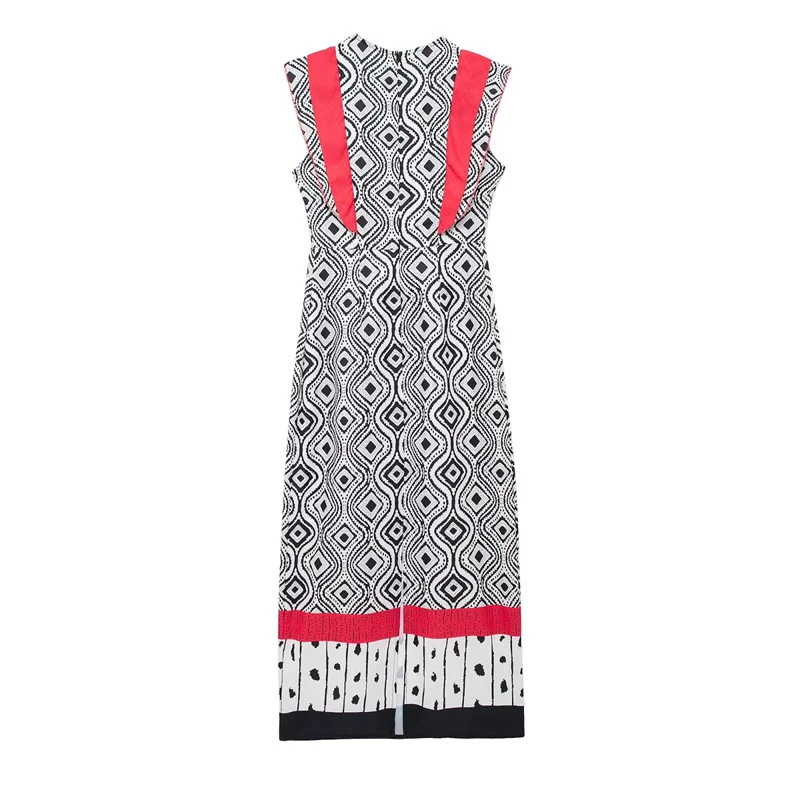 PRINT FLY SLEEVES MAXI DRESS