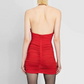 KEYNAMY RED MINI DRESS DEEP NECK LINE with ROSES