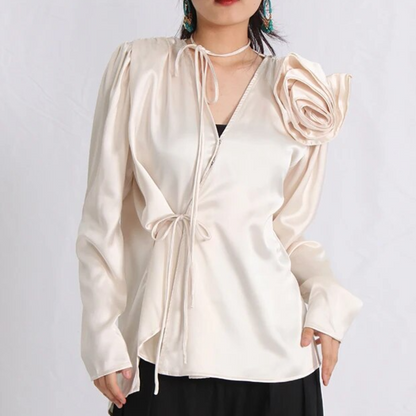 KEIRA LONGSLEEVE BLOUSE ROSE DECORATED