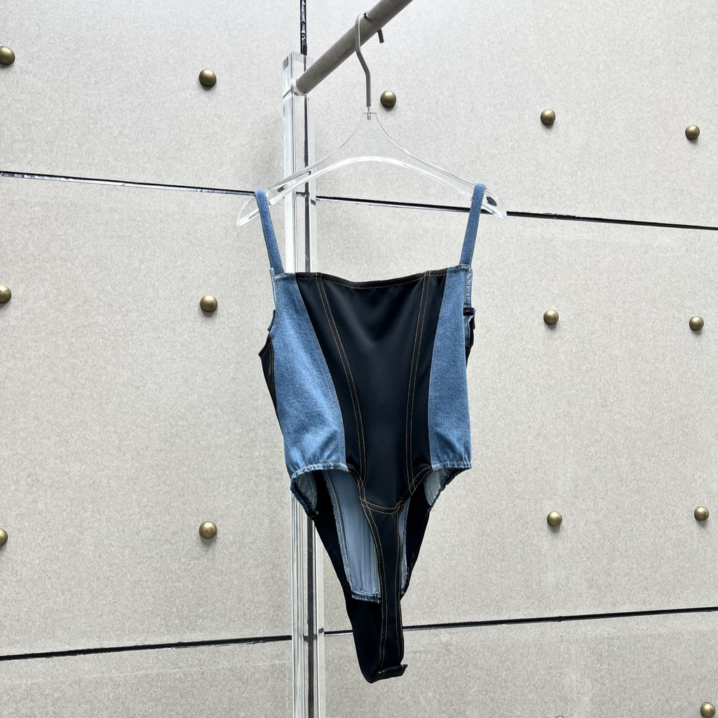KHALY ZIPPER DENIM BODYSUIT