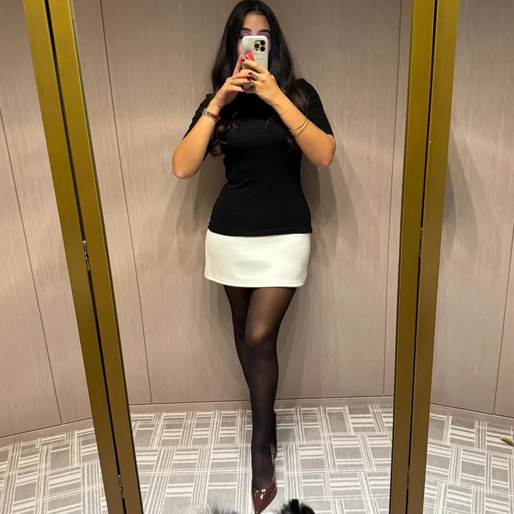 WHITE SKIRT SHORT SLEEVE MINI DRESS