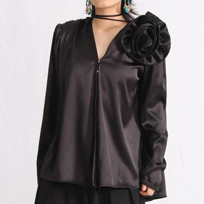 KEIRA LONGSLEEVE BLOUSE ROSE DECORATED