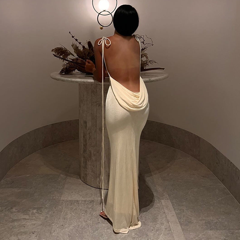 JOELLE BACKLESS LACE UP MAXI DRESS