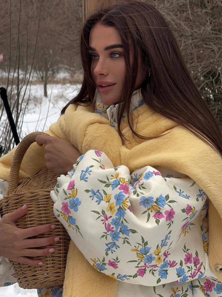 Floral Puffer Jacket with Hood – Women’s Quilted Winter Jacket