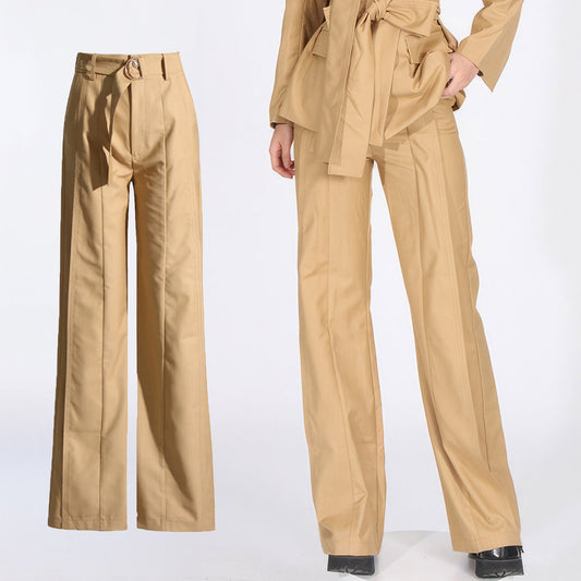 MUSTARD HIGH WAISTED WIDE TROUSERS