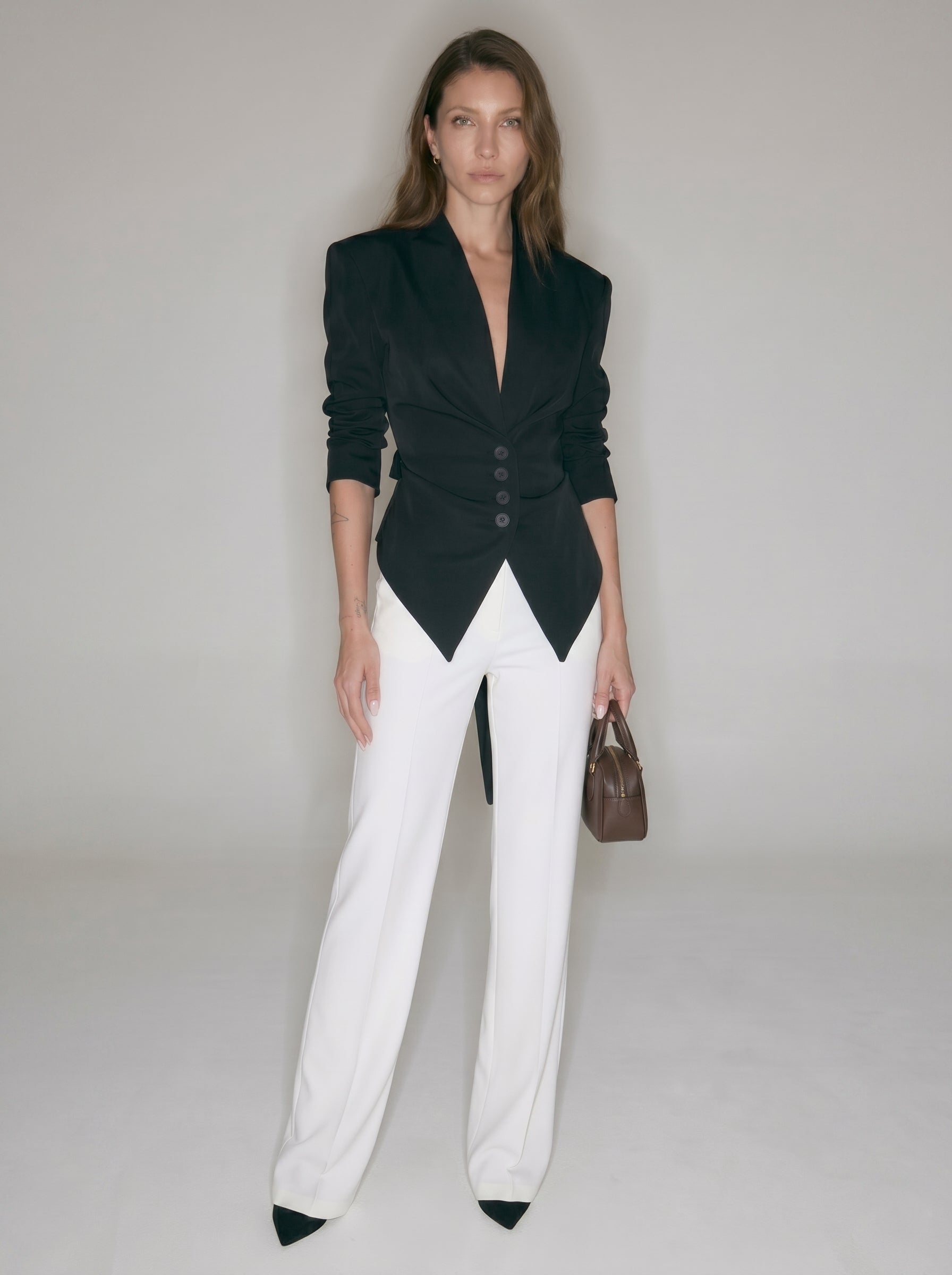 Women’s Wrap Tie Blazer Jacket - Structured Waist Cinching Blazer Top