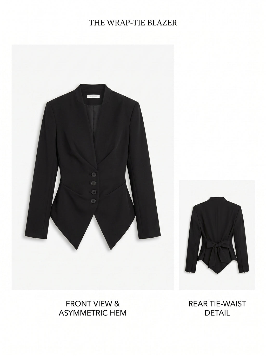 Women’s Wrap Tie Blazer Jacket - Structured Waist Cinching Blazer Top