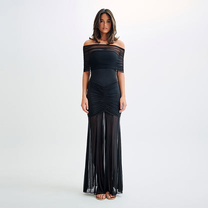 OFF SHOULDER BACKLESS MAXI DRESS