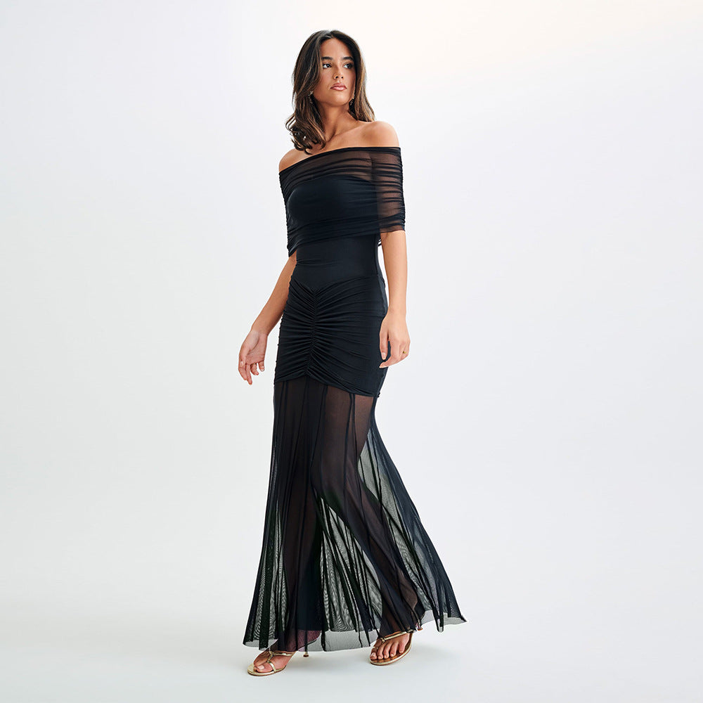 OFF SHOULDER BACKLESS MAXI DRESS