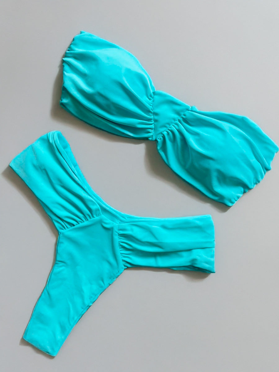Bandeau Bikini Set for Women – Brazilian Thong Swimwear, Strapless Two-Piece Bathing Suit