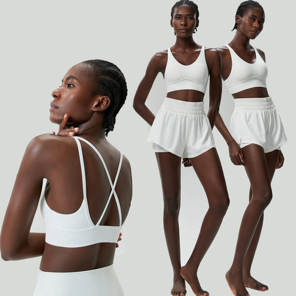 Women’s Quick-Dry Running Set – Sports Bra & High-Waist Shorts